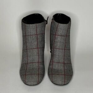 Kelly & Katie Plaid Ankle Boots - Black, Gray, and Red
